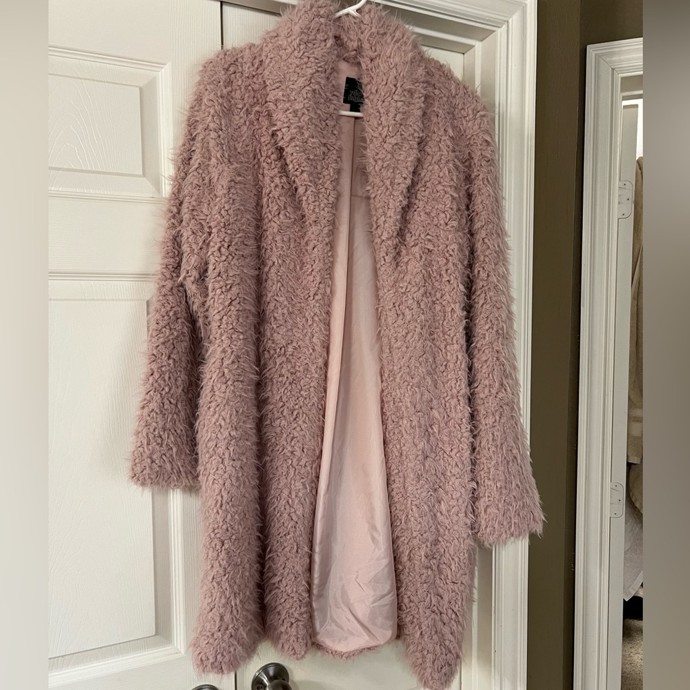 Pink teddy pea coat